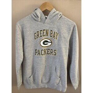 NFL Team Apparel Boys Large Green Bay Packers Gray Hoodie Pullover Sweatshirt